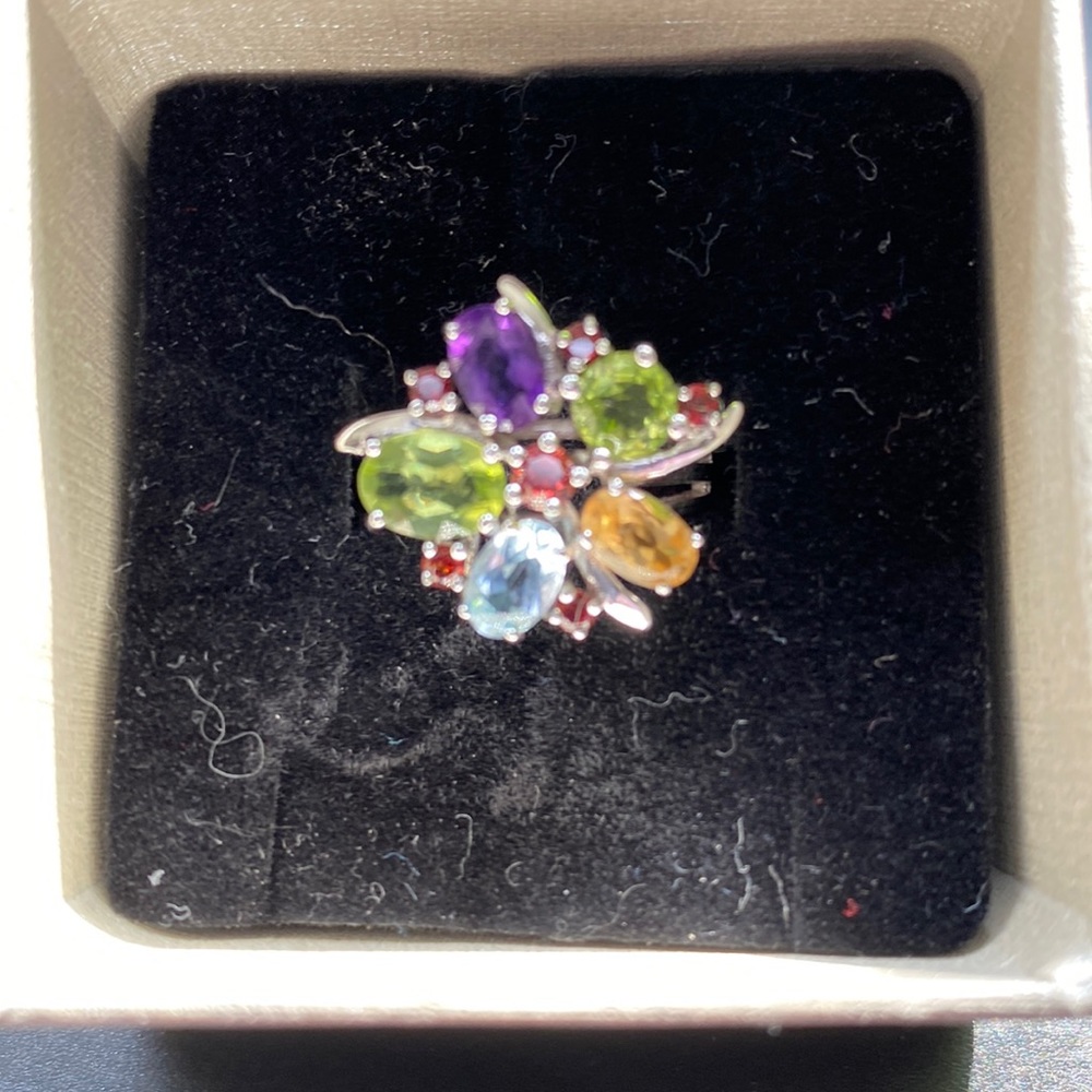925 Silver Multi Gemstone Ring